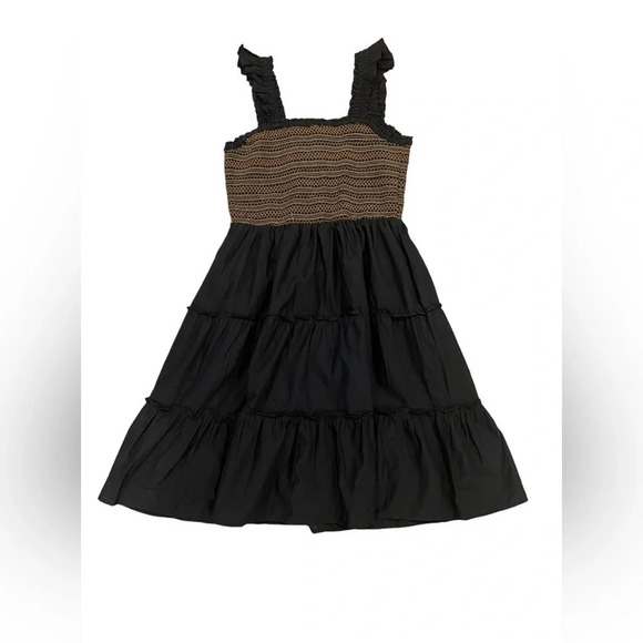 J Crew NWT Smocked tiered mini dress. Black size small - Picture 6 of 8